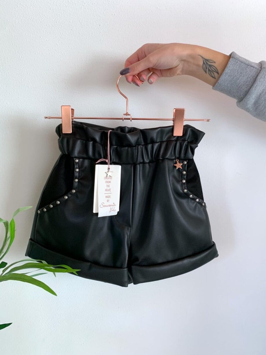 Shop Online Pantaloncino in ecopelle con borchie Souvenir Kids