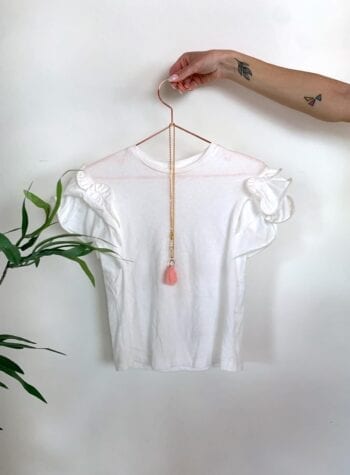 Shop Online T-shirt bianca maniche rouches Souvenir Kids