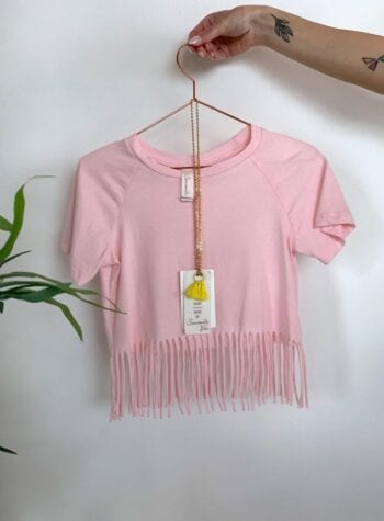Shop Online T-shirt rosa con frange Souvenir Kids