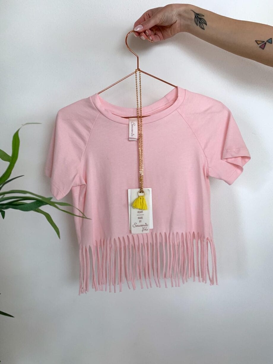 Shop Online T-shirt rosa con frange Souvenir Kids