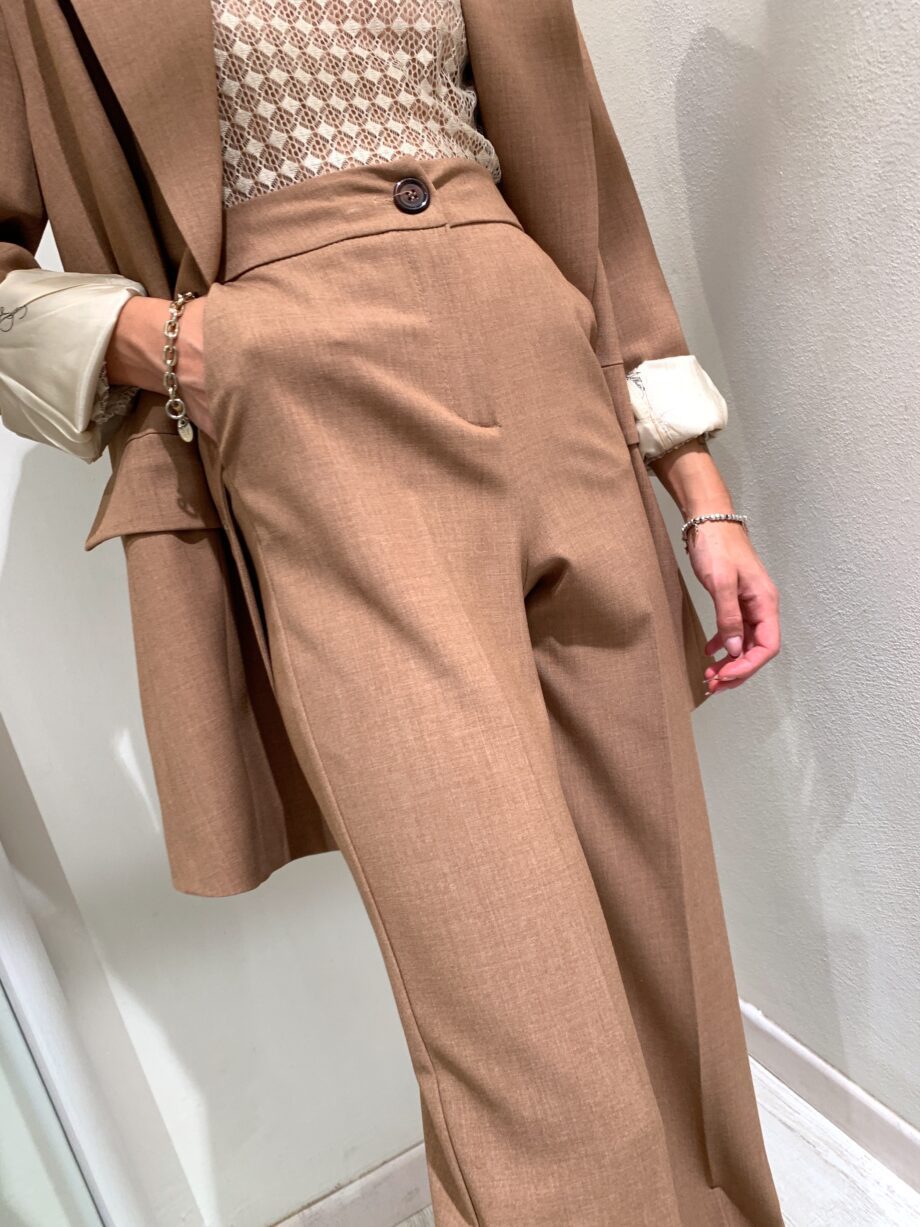 Shop Online Pantalone palazzo melangiato nocciola So Allure