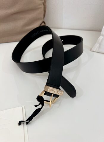 Shop Online Cintura nera fibbia quadrata e logo dorata Vicolo
