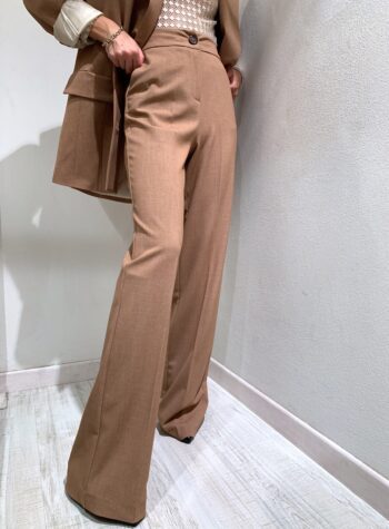 Shop Online Pantalone palazzo melangiato nocciola So Allure