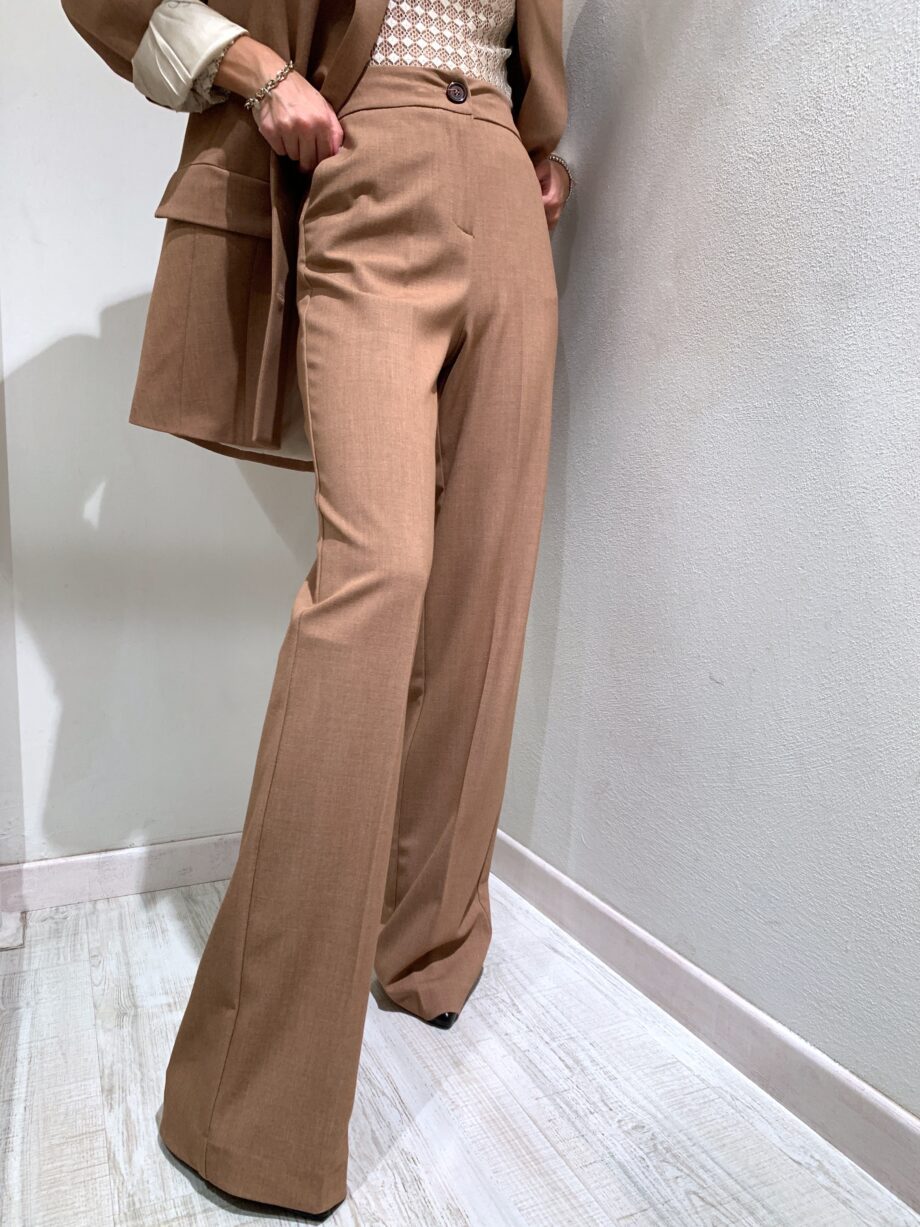 Shop Online Pantalone palazzo melangiato nocciola So Allure