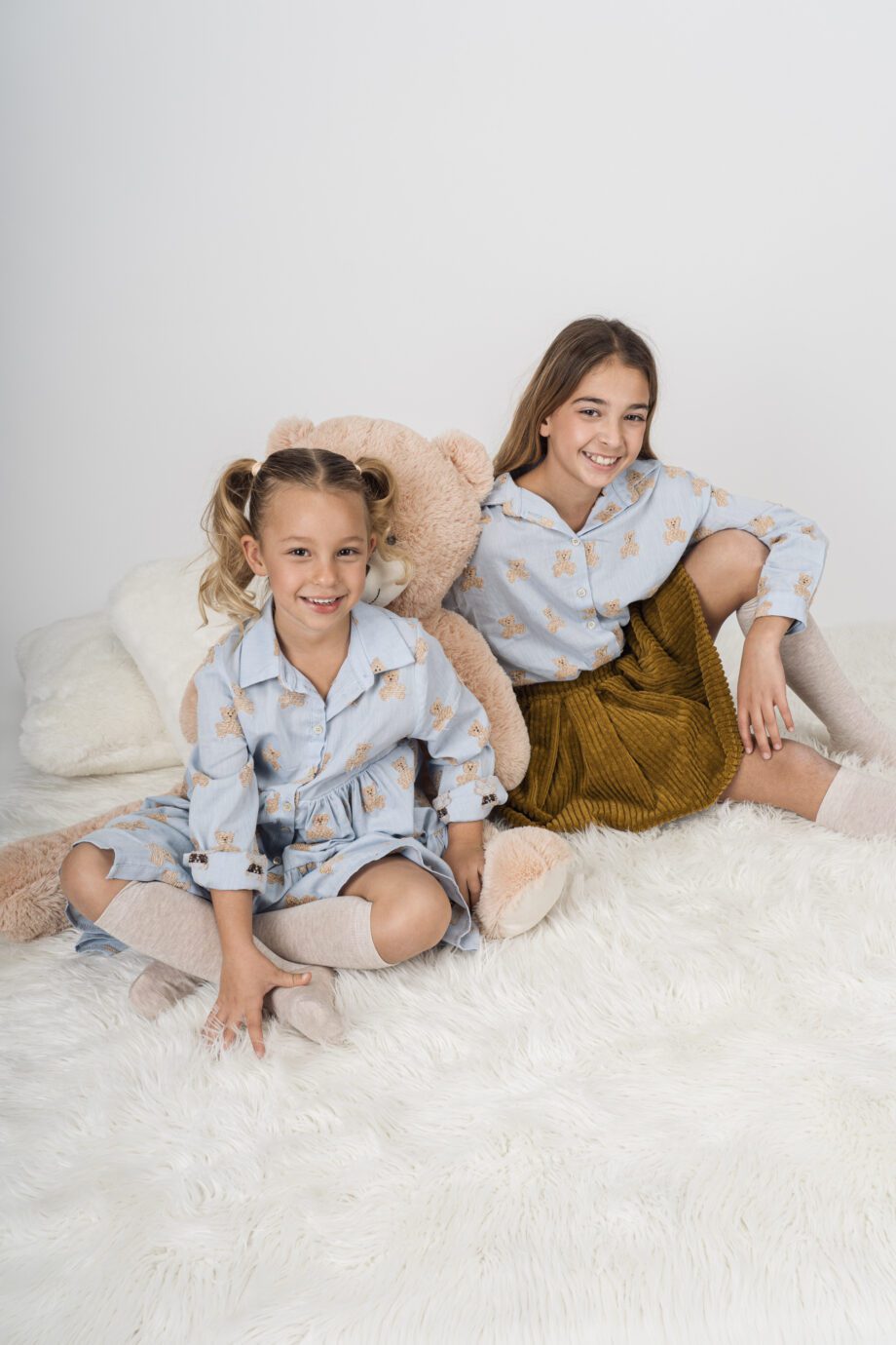 Shop Online Camicia celeste con ricami orsetti Souvenir Kids