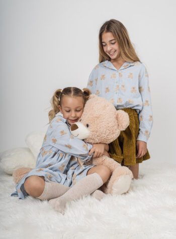 Shop Online Camicia celeste con ricami orsetti Souvenir Kids