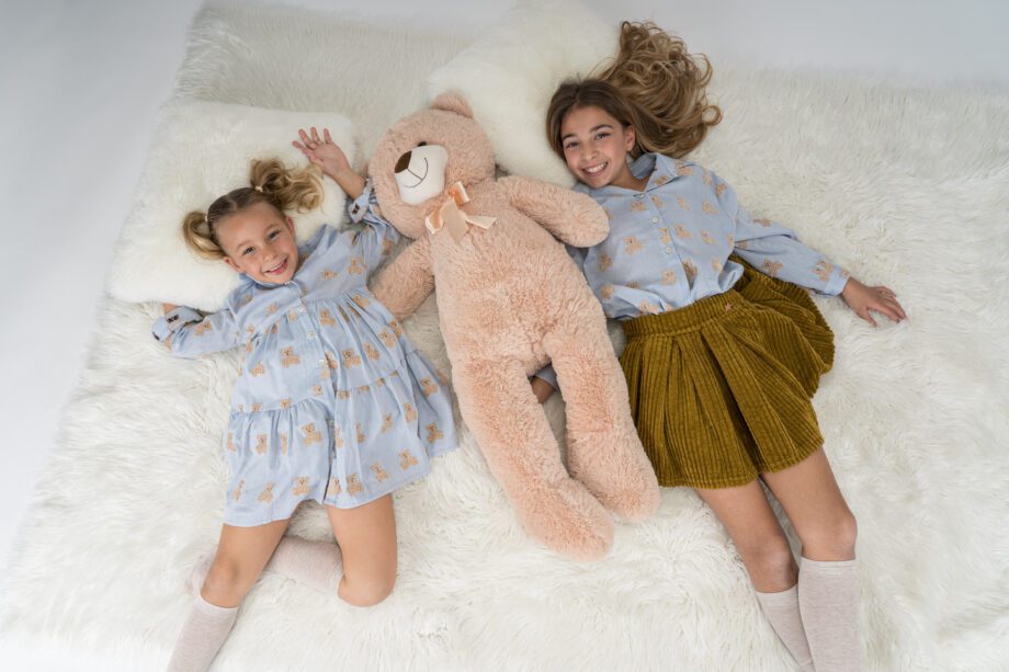 Shop Online Camicia celeste con ricami orsetti Souvenir Kids