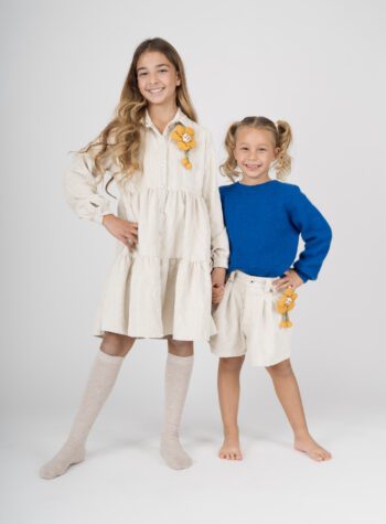 Shop Online Pantaloncino in velluto panna con spilla Souvenir Kids