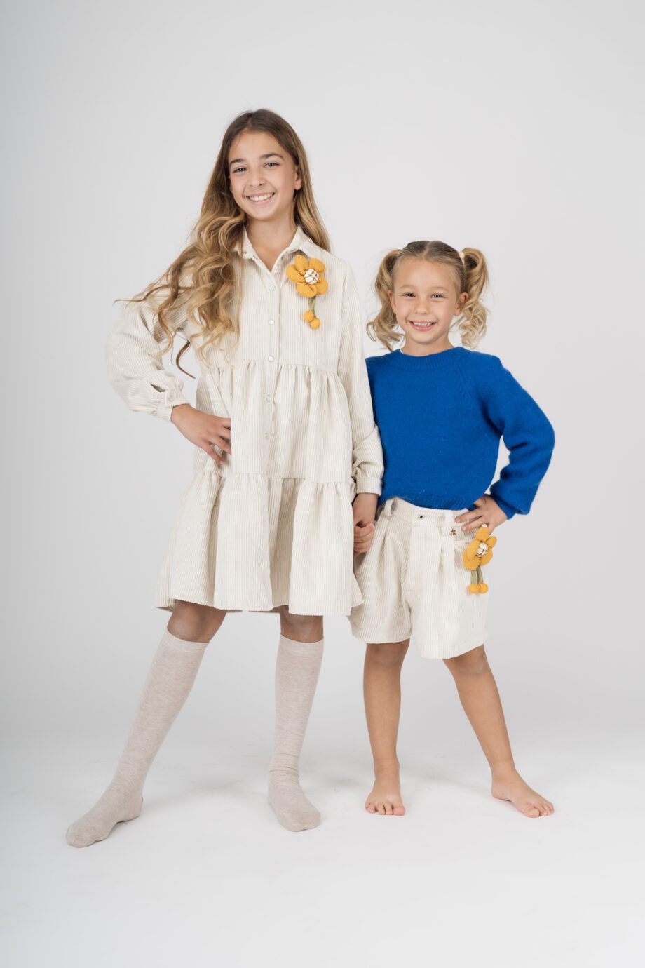 Shop Online Pantaloncino in velluto panna con spilla Souvenir Kids