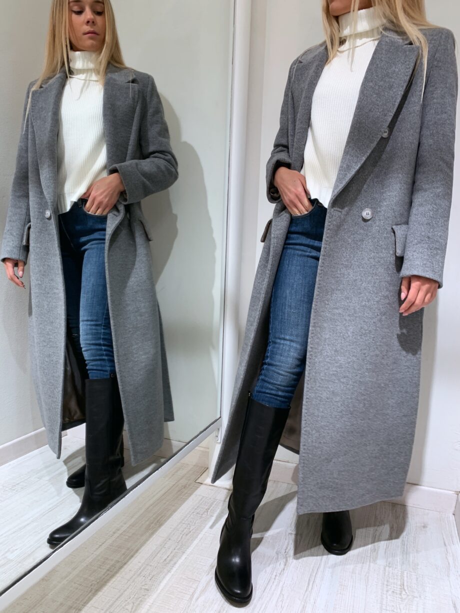 Shop Online Cappotto lungo grigio doppiopetto So Allure