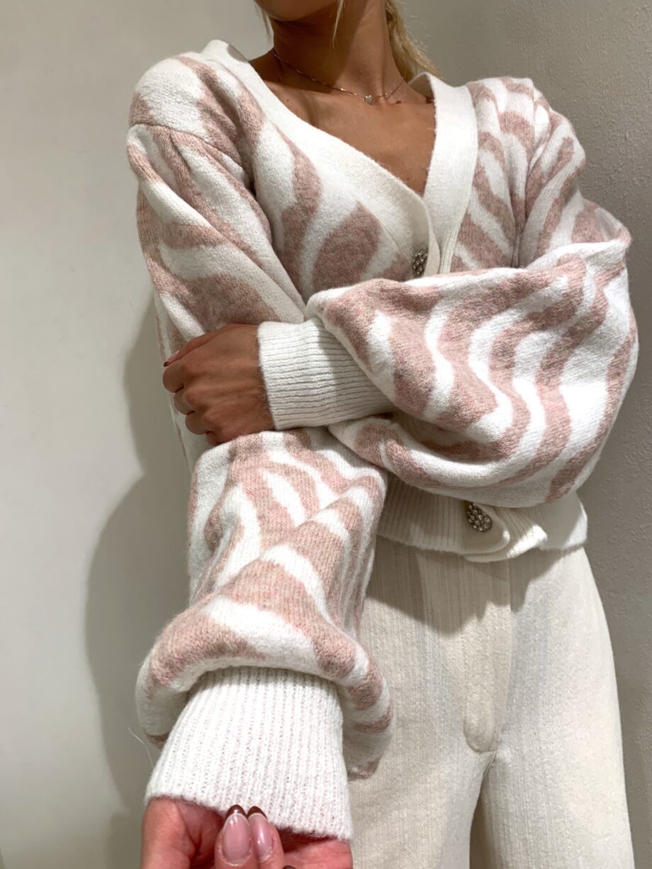 Shop Online Cardigan panna con stampa zebrata rosa So Allure