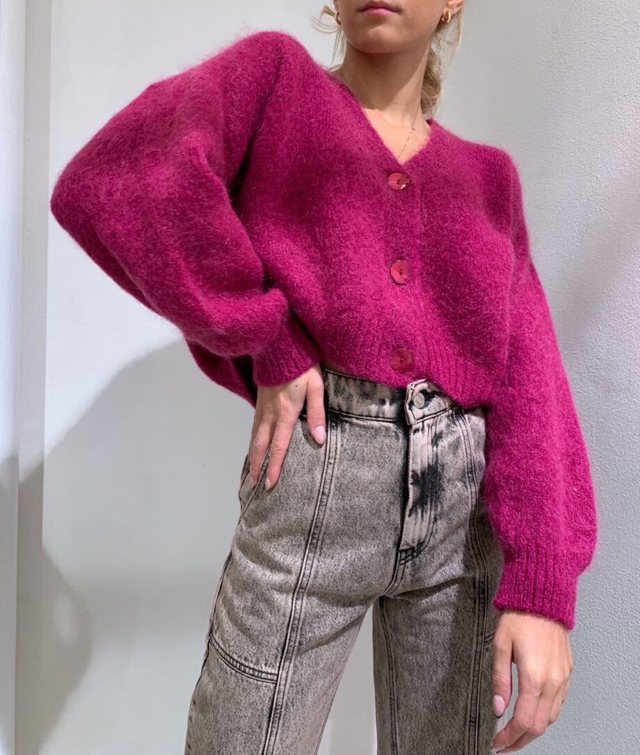 Shop Online Cardigan crop magenta con bottoni So Allure