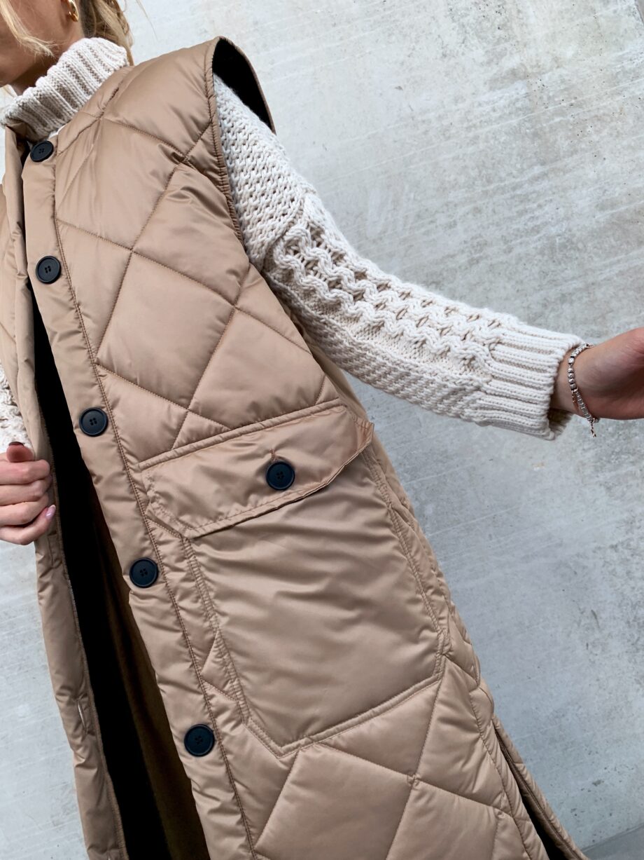 Shop Online Gilet lungo trapuntato cammello Kontatto