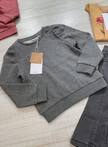 Shop Online Felpa girocollo grigio maniche a sbuffo Name it