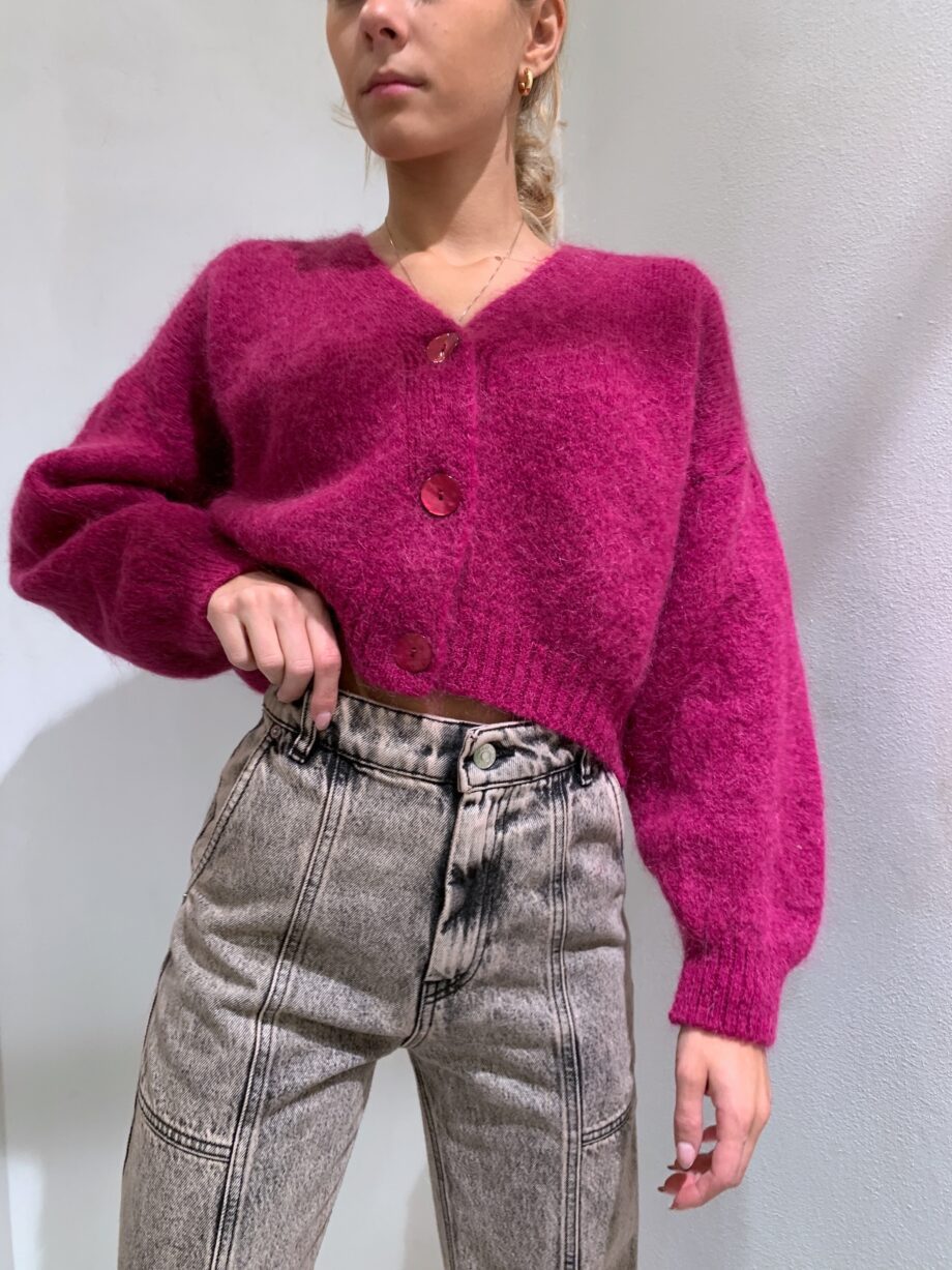 Shop Online Cardigan crop magenta con bottoni So Allure