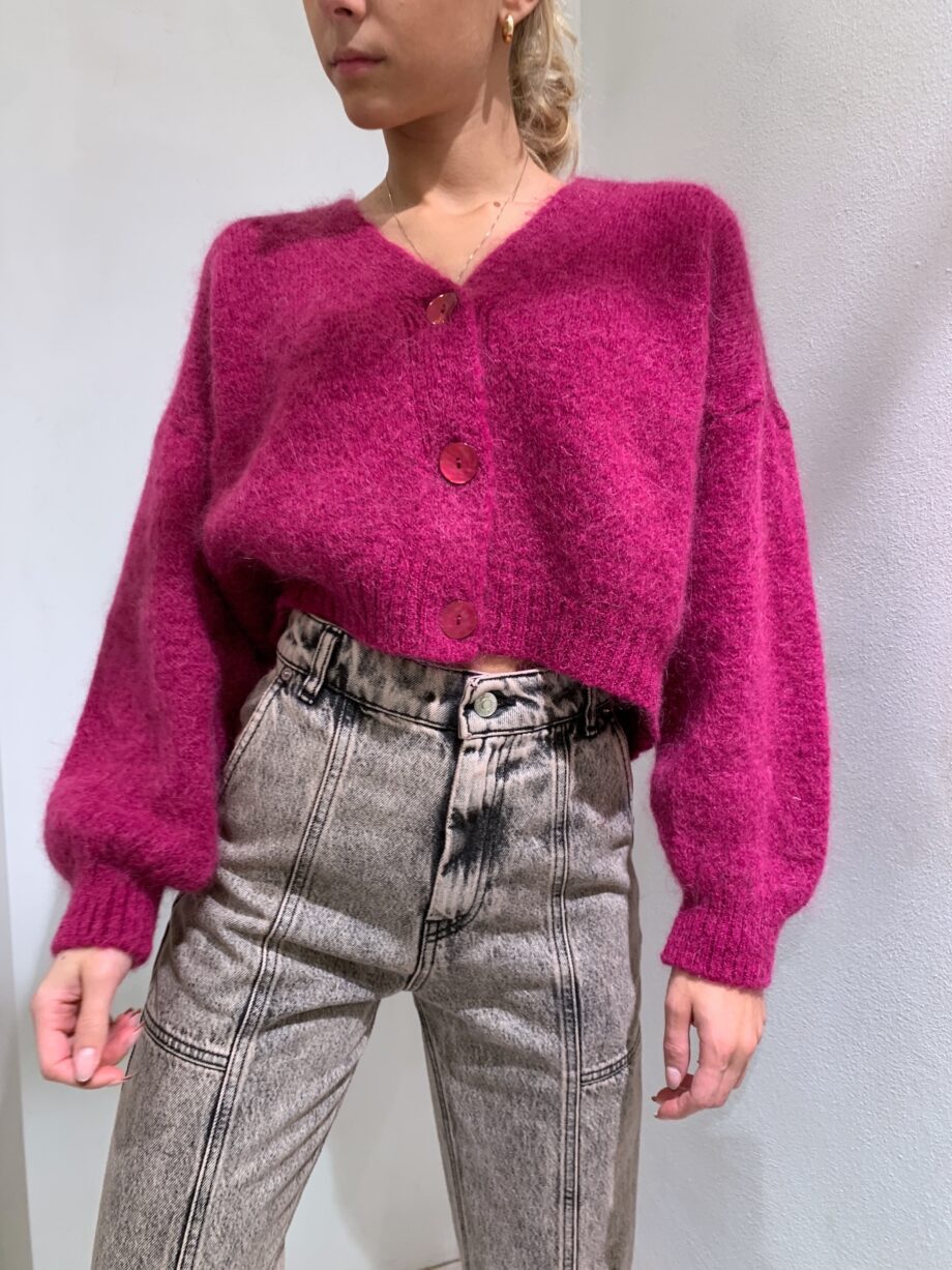 Shop Online Cardigan crop magenta con bottoni So Allure