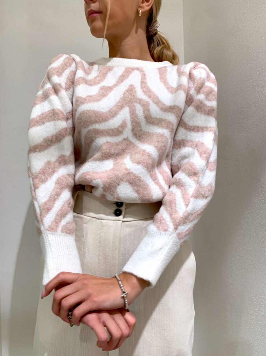 Shop Online Maglione panna con stampa zebrata rosa So Allure