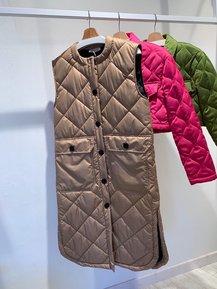 Shop Online Gilet lungo trapuntato cammello Kontatto