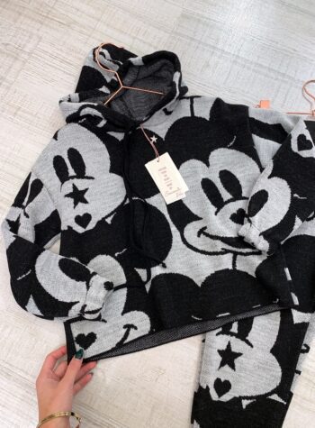 Shop Online Felpa in maglia stampa topolino con cappuccio Souvenir Kids