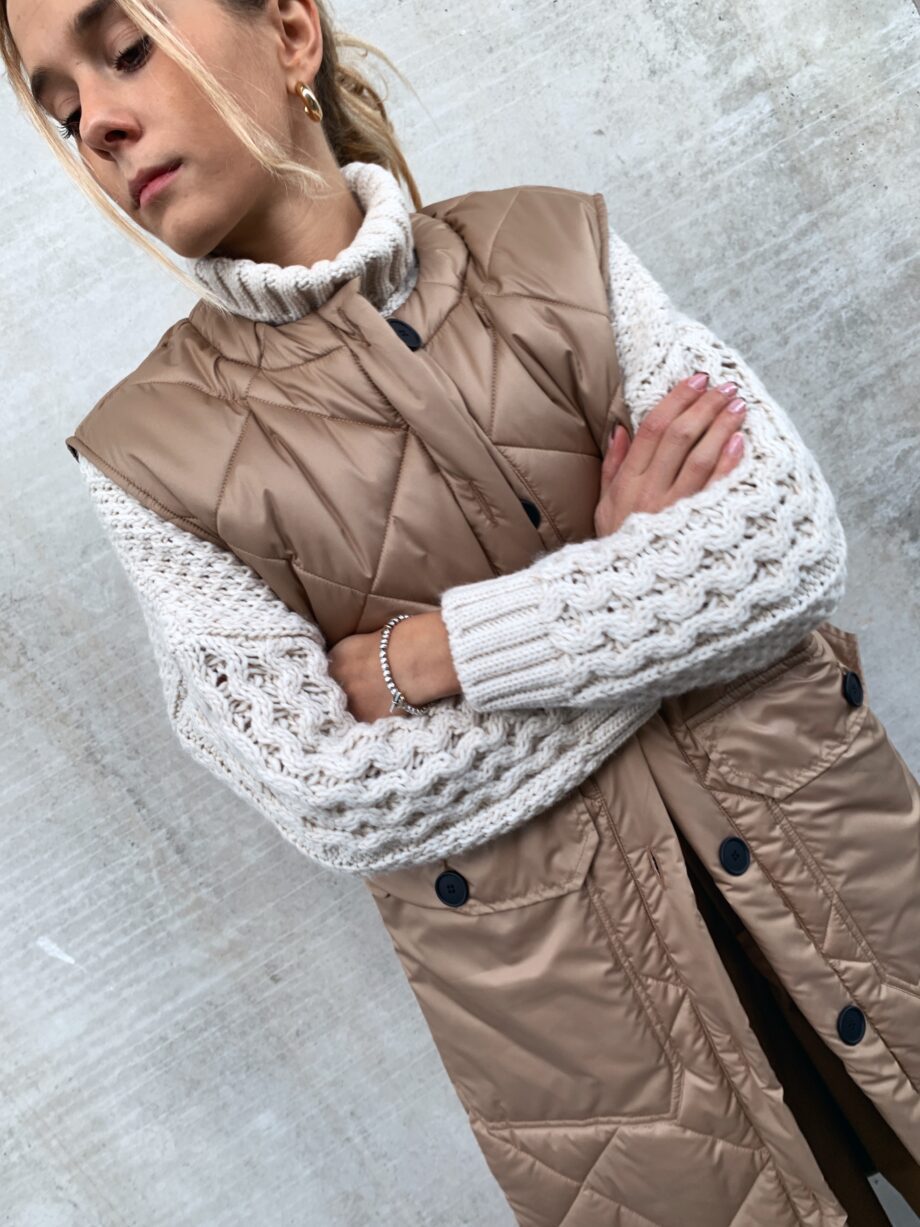 Shop Online Gilet lungo trapuntato cammello Kontatto