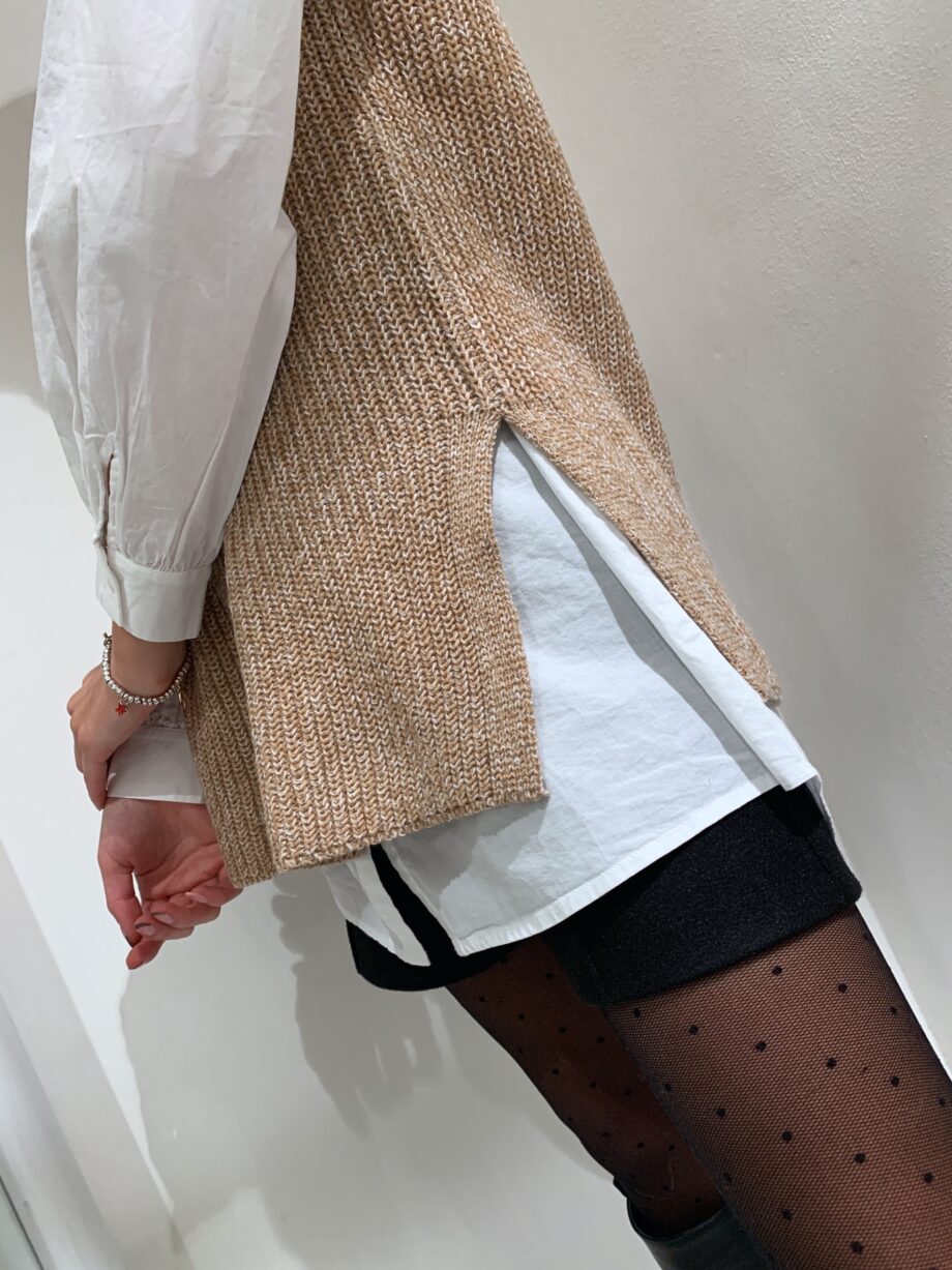 Shop Online Gilet in maglia beige melangiato Vero Moda