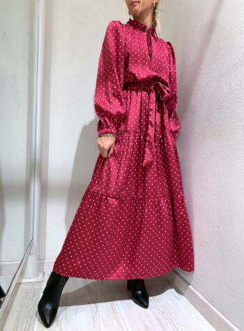 Shop Online Vestito lungo fucsia a pois bianchi So Allure