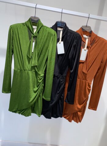 Shop Online Vestito corto verde oliva effetto lamè Have One