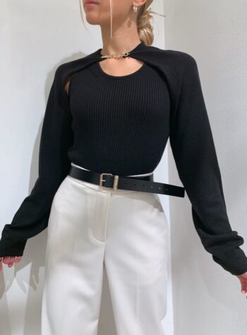 Shop Online Coordinato canotta e maglioncino crop nero Have One