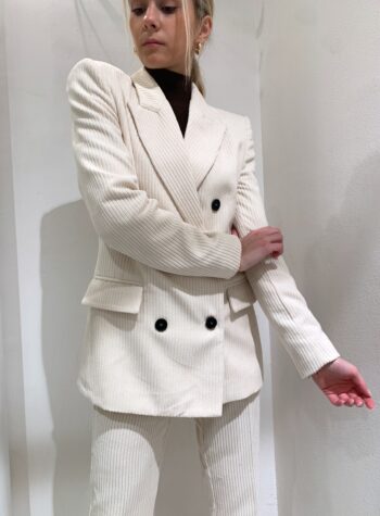 Shop Online Blazer doppiopetto in velluto panna Vicolo