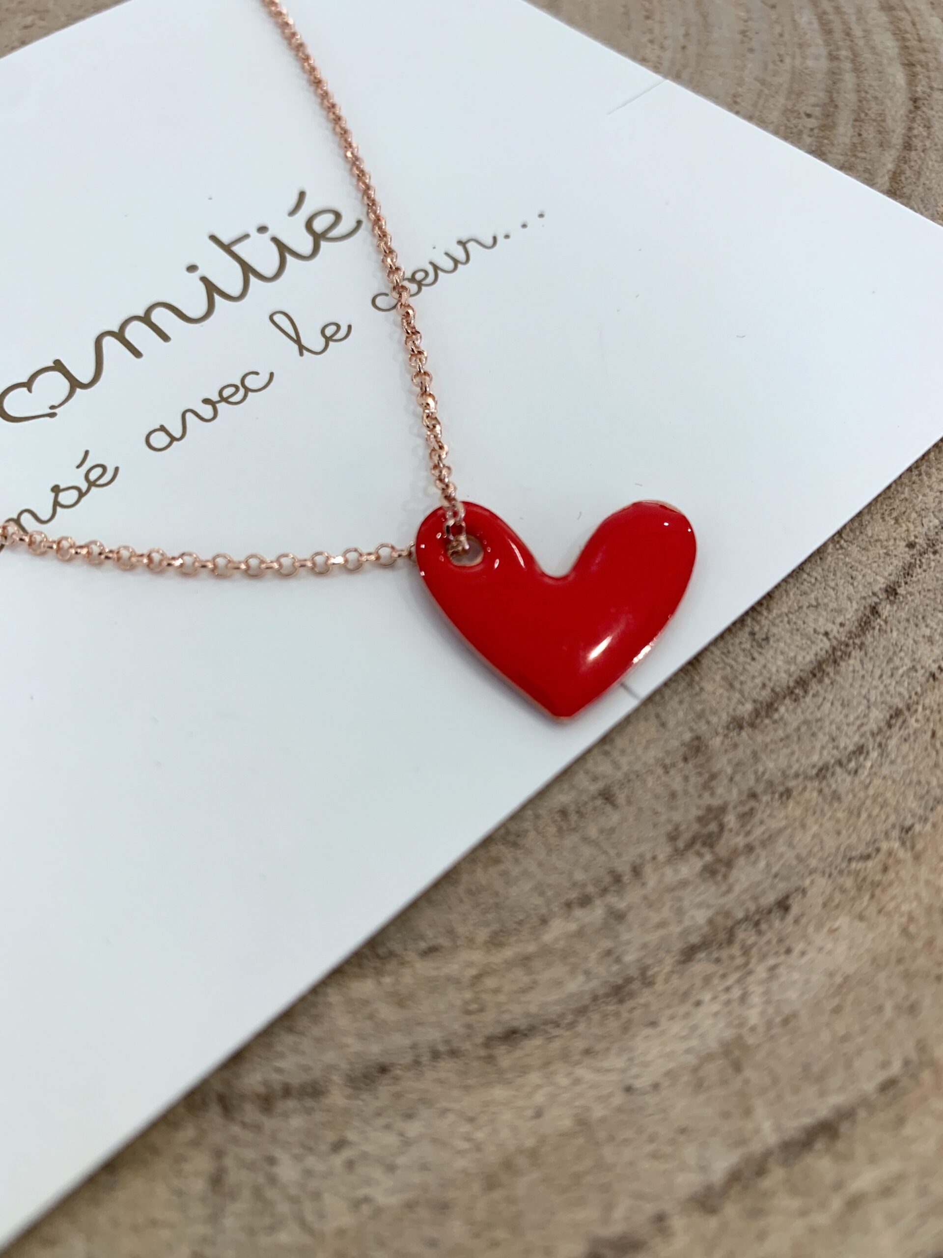 Collana rosé cuore rosso argento 925 Amitié