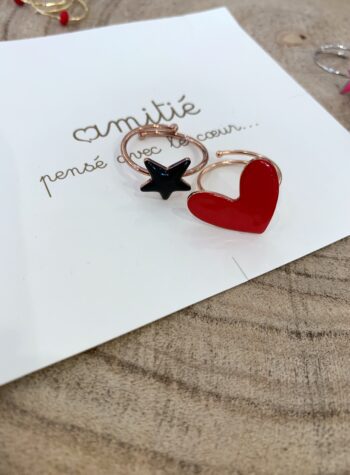 Shop Online Anello rosè con cuore smalto rosso Amitié