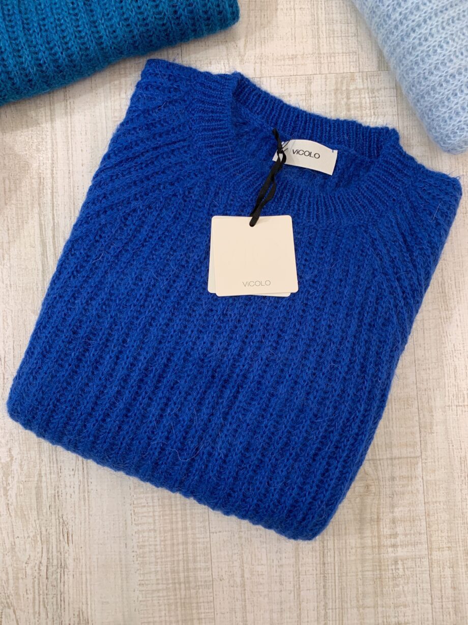 Shop Online Maglioncino girocollo in mohair bluette Vicolo