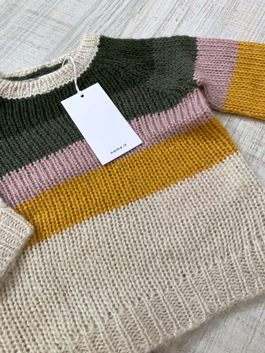 Shop Online Maglioncino panna con righe colorate in maglia inglese name it