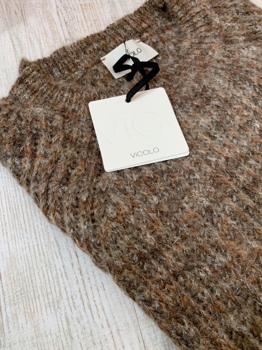 Shop Online Maglioncino girocollo in mohair marrone melangiato Vicolo