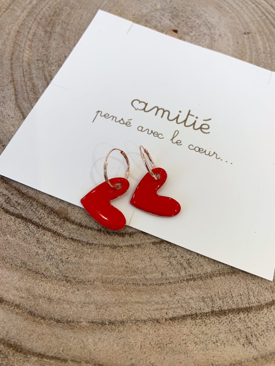 Shop Online Orecchini rosé cuore rosso argento 925 Amitié