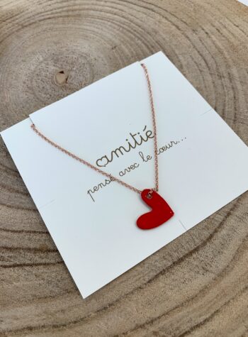 Shop Online Collana rosé cuore rosso argento 925 Amitié