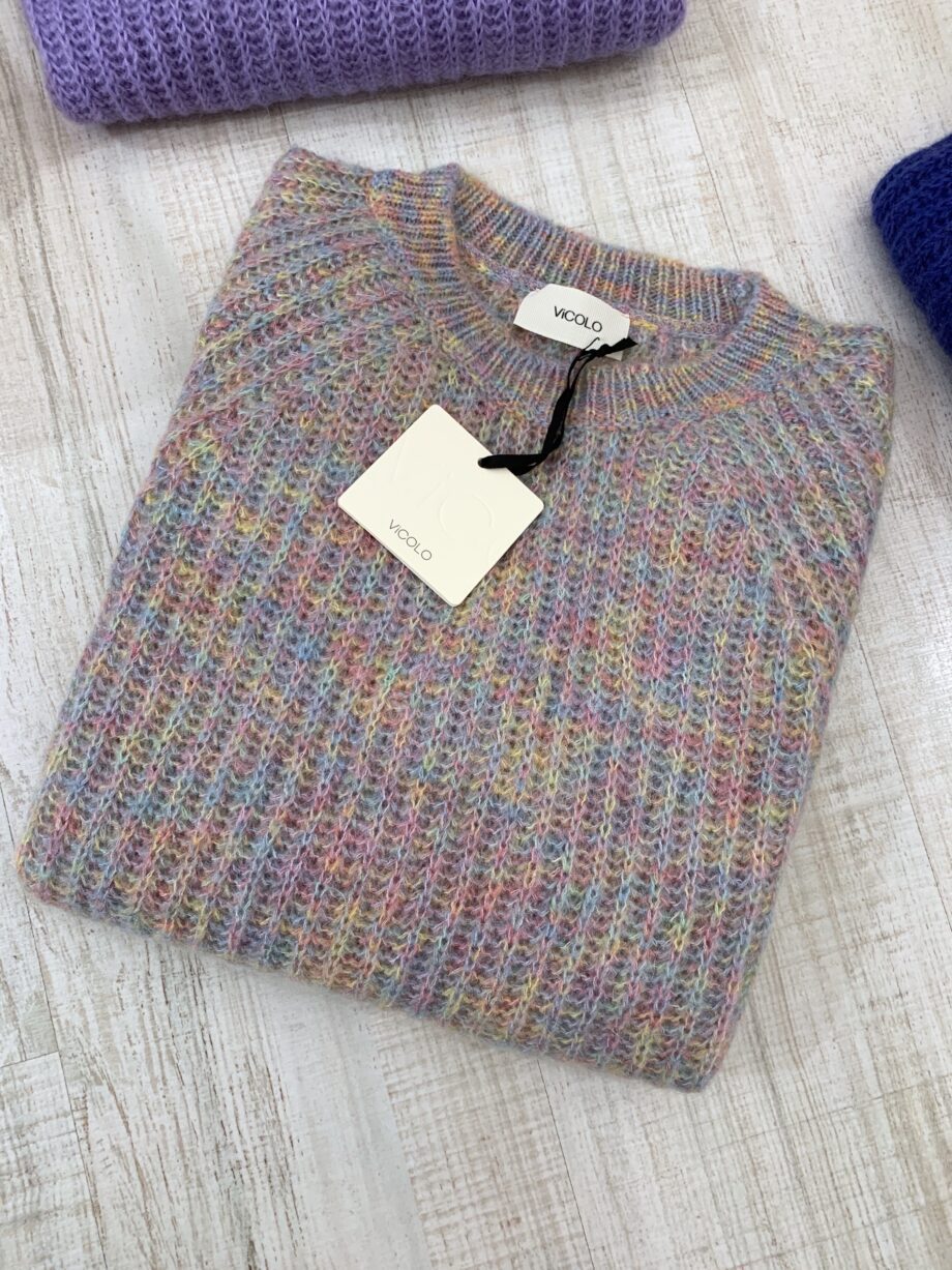 Shop Online Maglioncino girocollo in mohair multicolore Vicolo