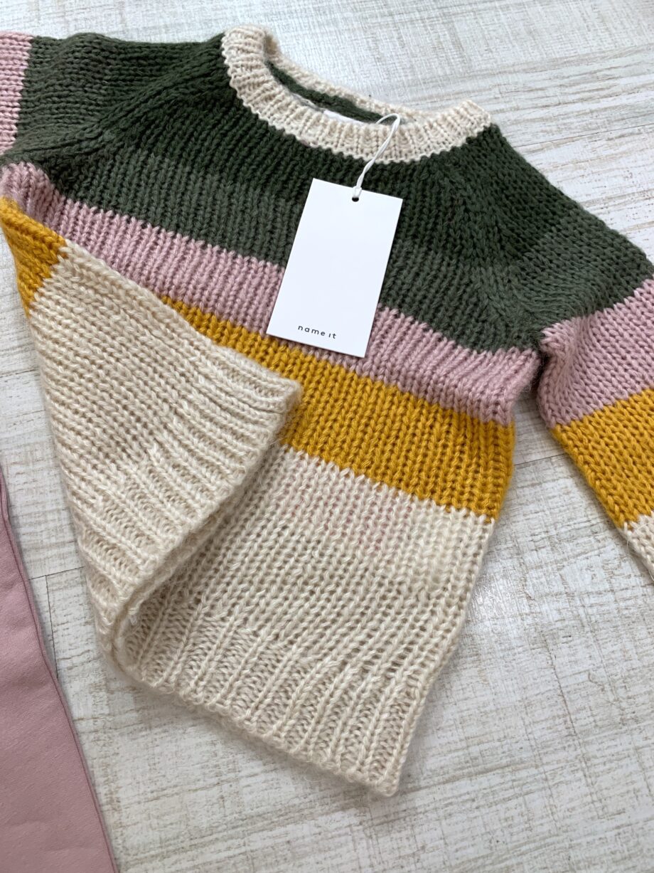 Shop Online Maglioncino panna con righe colorate in maglia inglese name it