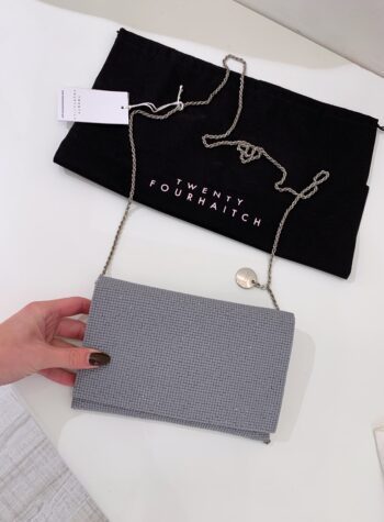 Shop Online Mini pochette grigia con pietrine Twentyfourhaitch