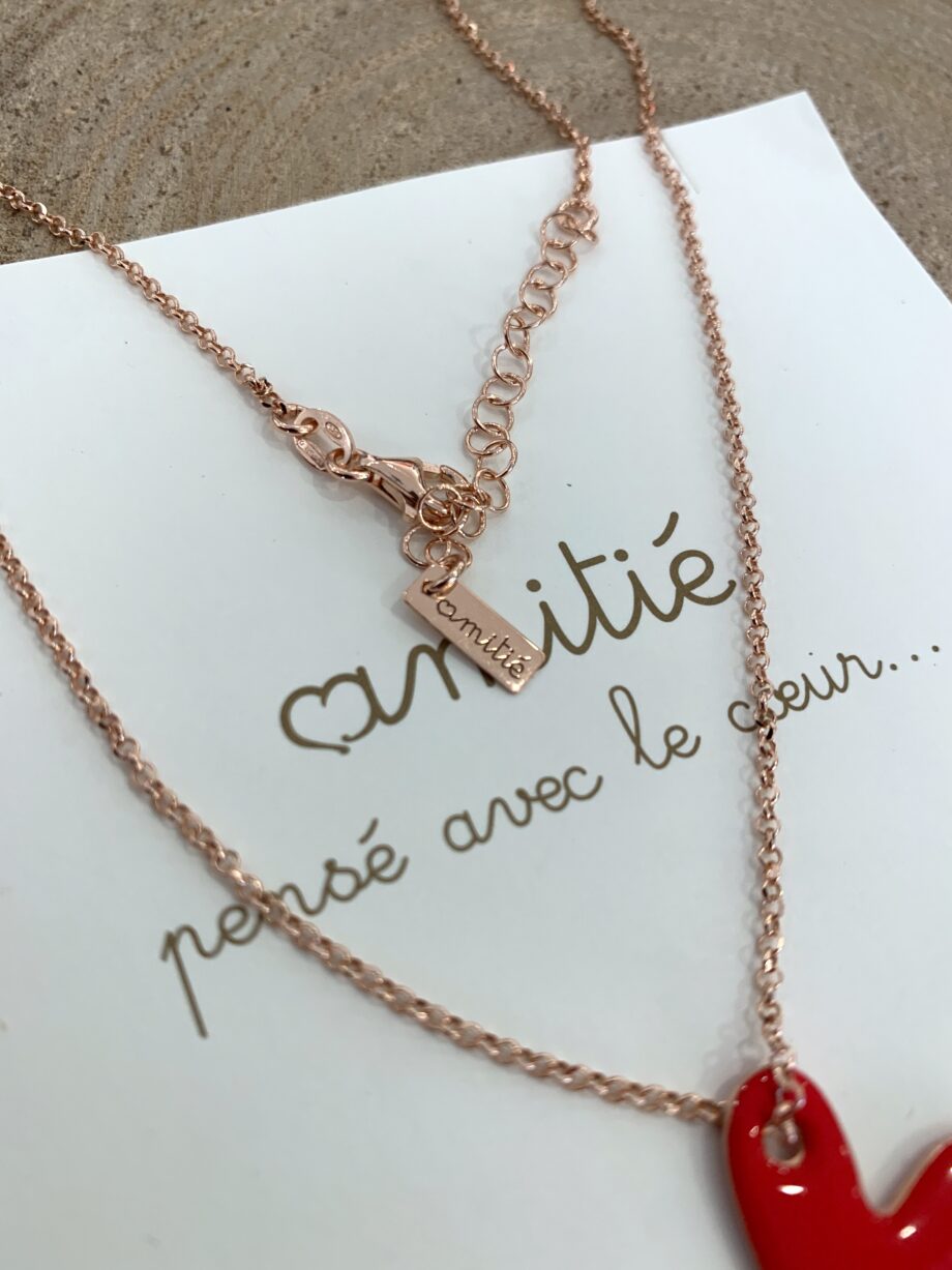 Shop Online Collana rosé cuore rosso argento 925 Amitié