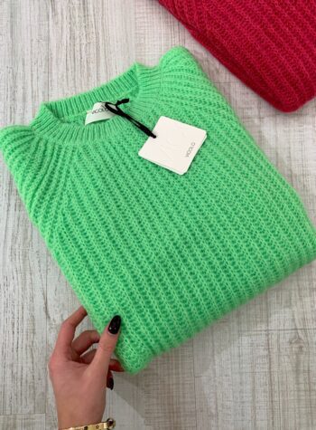 Shop Online Maglioncino girocollo in mohair verde fluo Vicolo