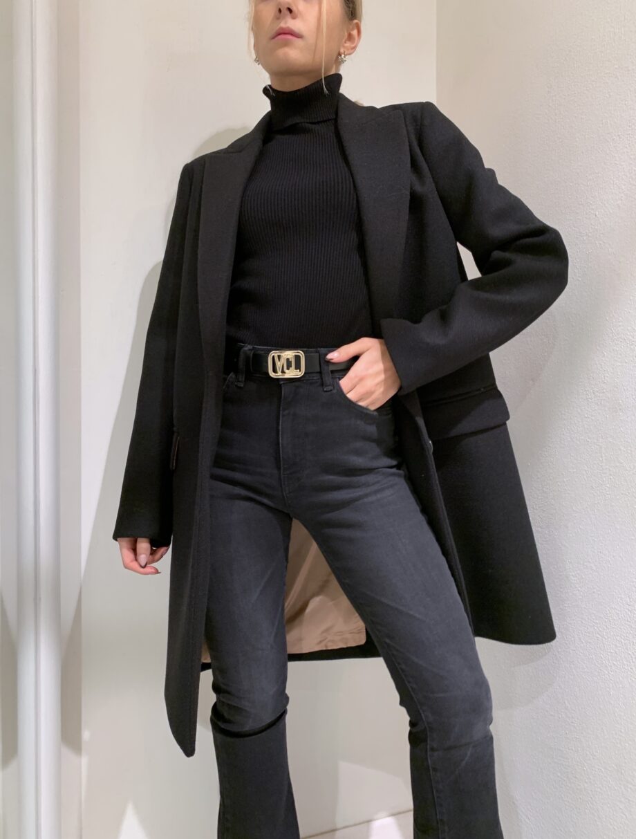 Shop Online Cappotto sfiancato nero due bottoni Vicolo