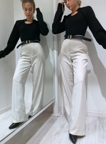 Shop Online Pantalone wide leg panna Vicolo