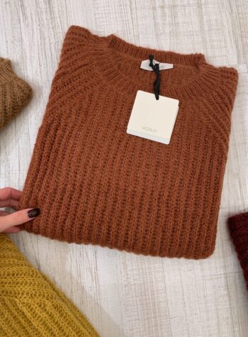 Shop Online Maglioncino girocollo in mohair nocciola Vicolo