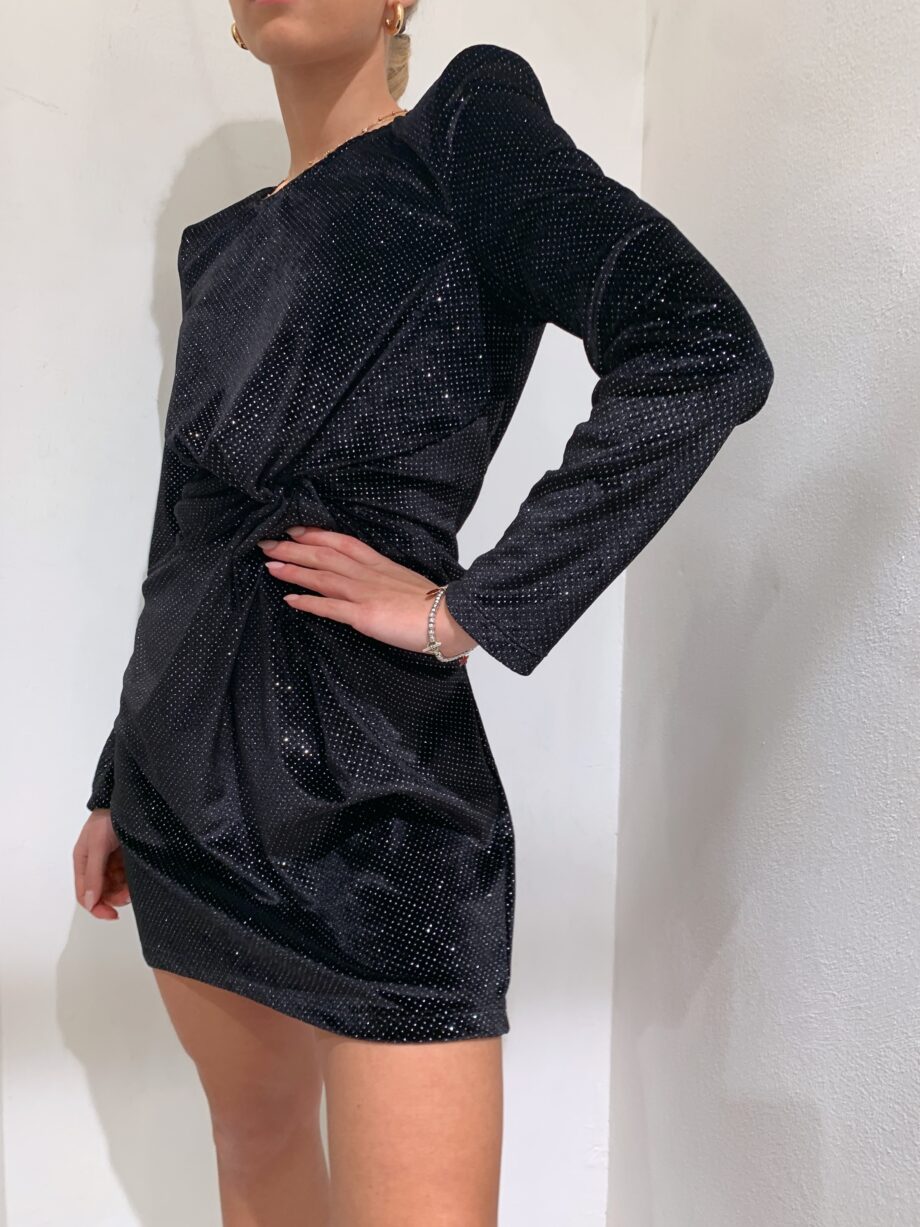 Shop Online Vestito tubino nero con brillantini e nodo Vicolo