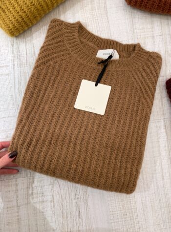 Shop Online Maglioncino girocollo in mohair nocciola Vicolo