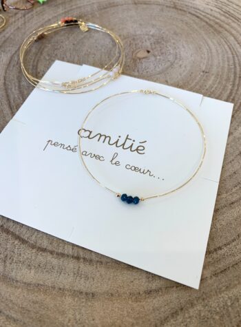 Shop Online Bracciale fino in filo oro con perline blu Amitié