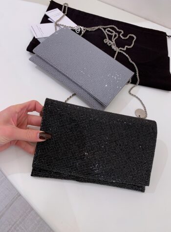 Shop Online Mini pochette nera con pietrine Twentyforhaitch