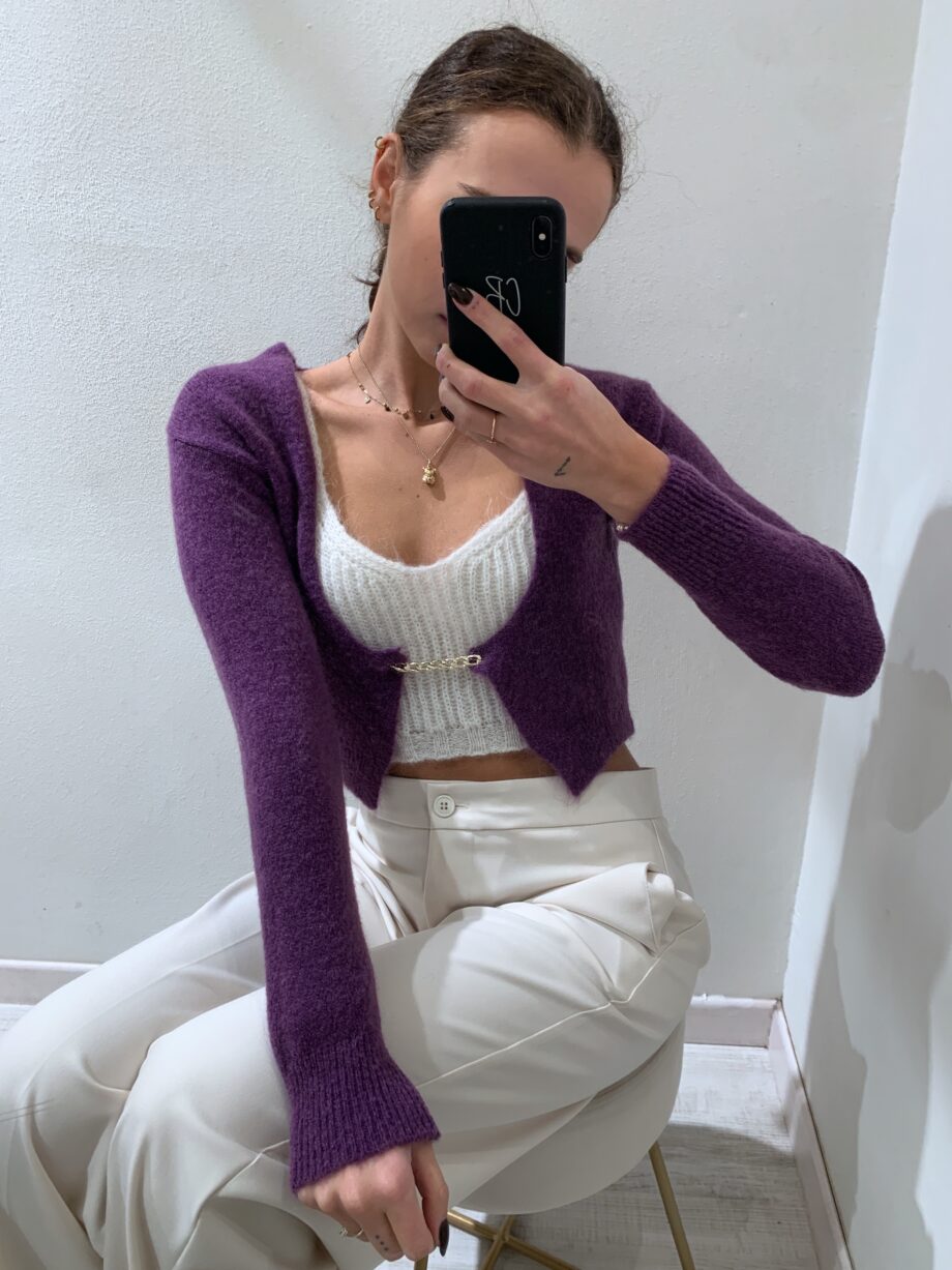 Shop Online Cardigan in mohair viola con catena Have One