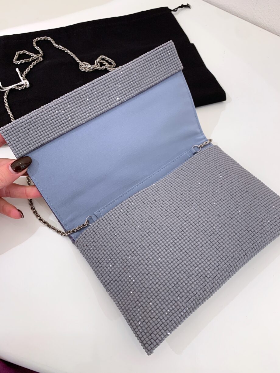 Shop Online Mini pochette grigia con pietrine Twentyfourhaitch